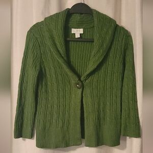 LOFT Olive Green Cable Knit Cardigan